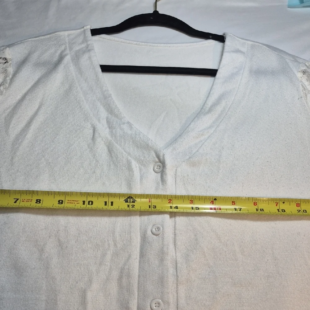 Womens Plus 3X White Lace Sleeve Women's Blouse - Picture 8 of 12